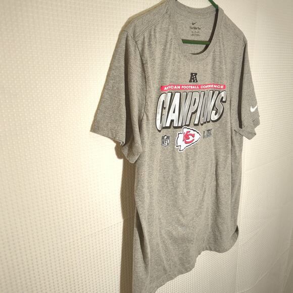 Nike Kansas City Chiefs AFC Champions Shirt XL Gray NFL Football Tee Mens - Picture 2 of 6